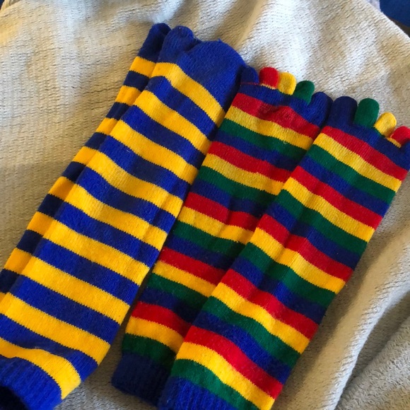 Late 90s Multicolor Toe Socks 2 Pairs - Picture 1 of 5